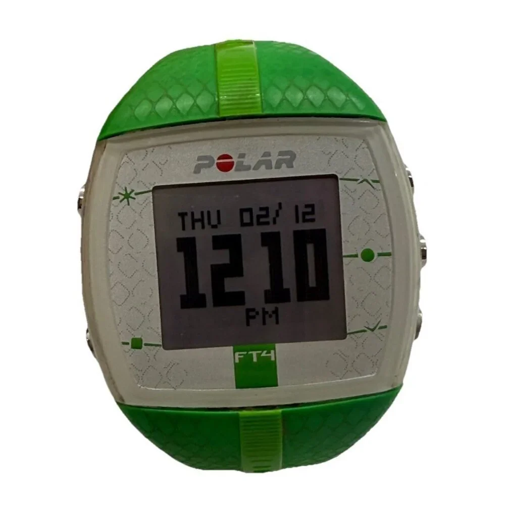 Polar FT4 Unisex Digital Watch White Square Face Kelly Green Silicone Strap WR30